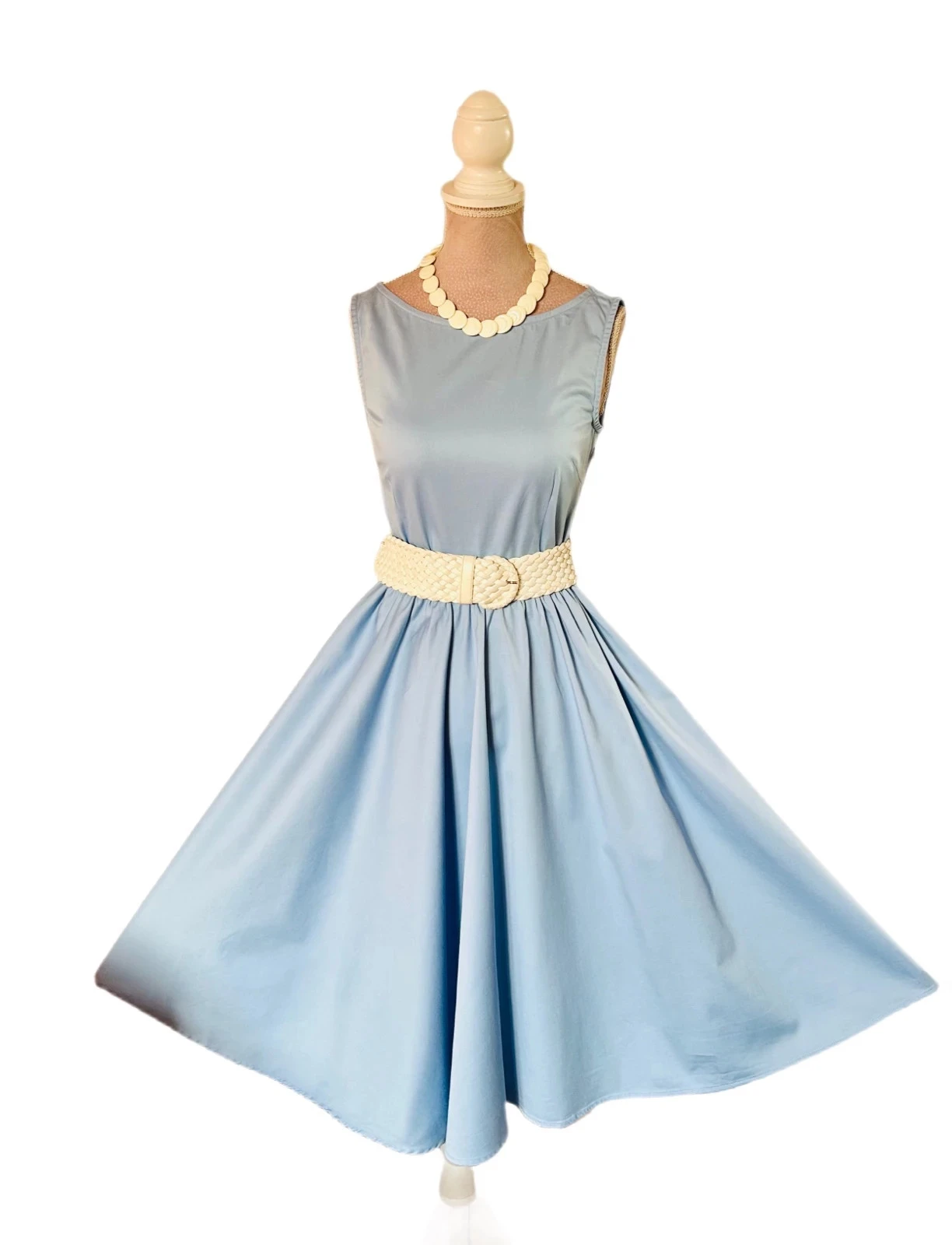 🩵👗Vestido de algodão Rockabilly Pin-Up Retrô Azul Céu Lindy Bop Vintage 50s estilo Swing Dress 34/36👗🩵 – photo 6